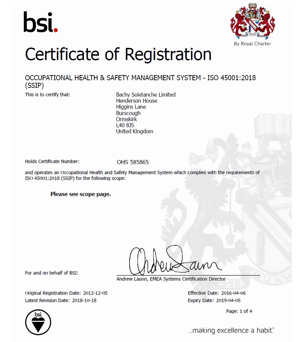Insights – Bachy Soletanche Achieve International Safety Certification – BSI ISO45001 Insights - Bachy Soletanche Achieve International Safety Certification - BSI ISO45001
