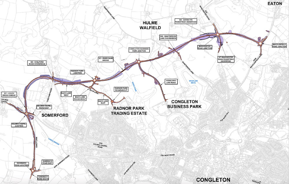 Insights - Bachy Soletanche Awarded Geotechnical Package On Congleton Link Road Project - Scheme Map
