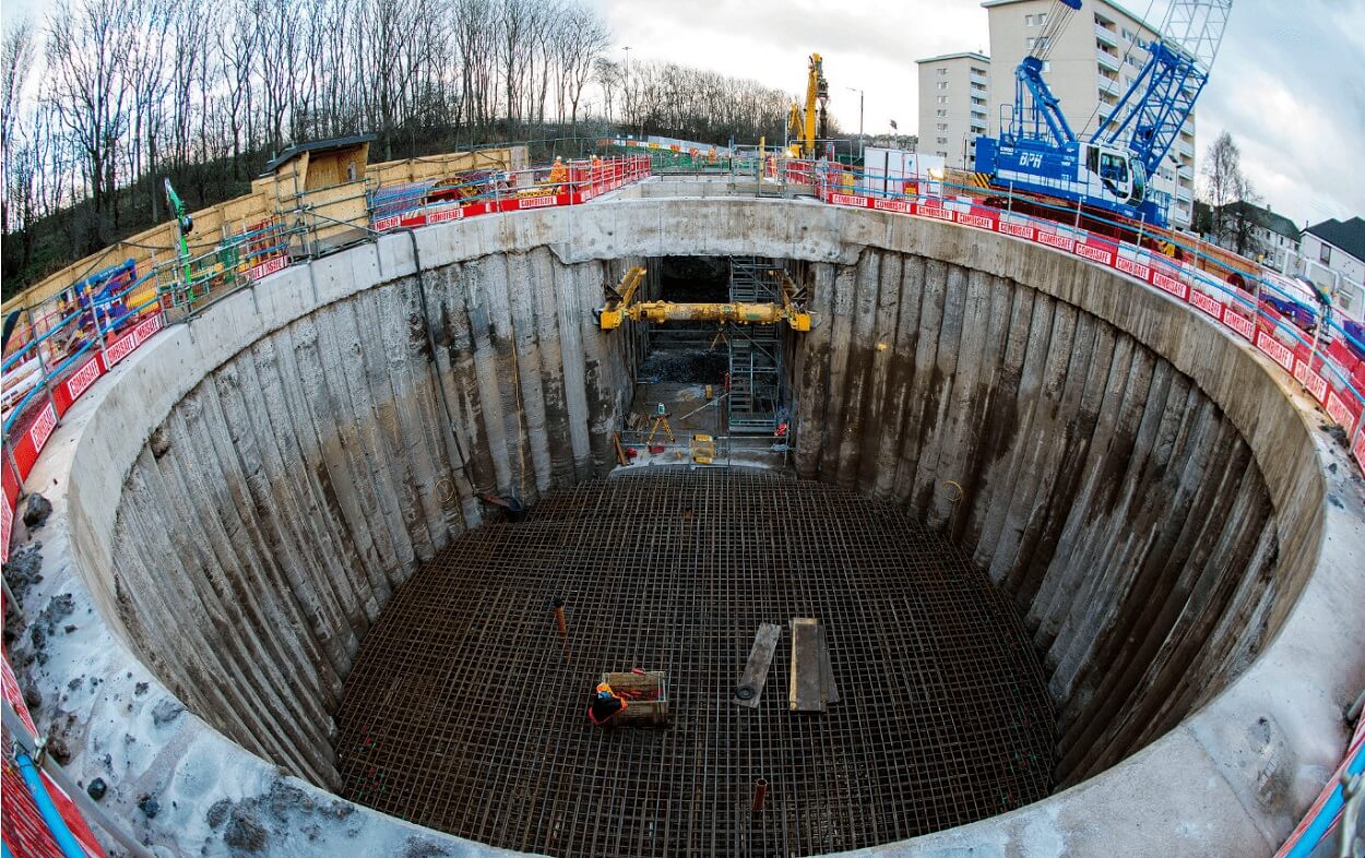 Retaining Wall Solution - Shieldhall Tunnel Glasgow Project - Secant and Contiguous Wall site photo (7)