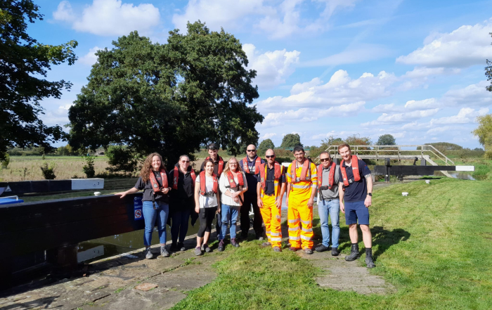Canal & River Trust in gaining Green Flag status - team building group photo